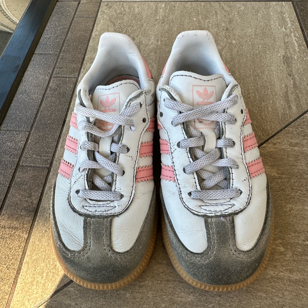 Adidas Kids Sneakers - White, Pink, and Gray